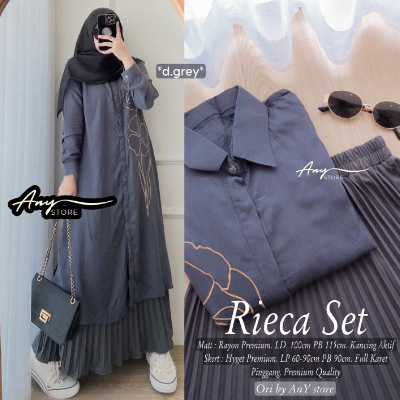 RIECA SET ZIKA SET BY ANY STORE SET ROK PLISKET LONG TUNIK RAYON PREMIUM BORDIR SET ROK PLISKET LONG