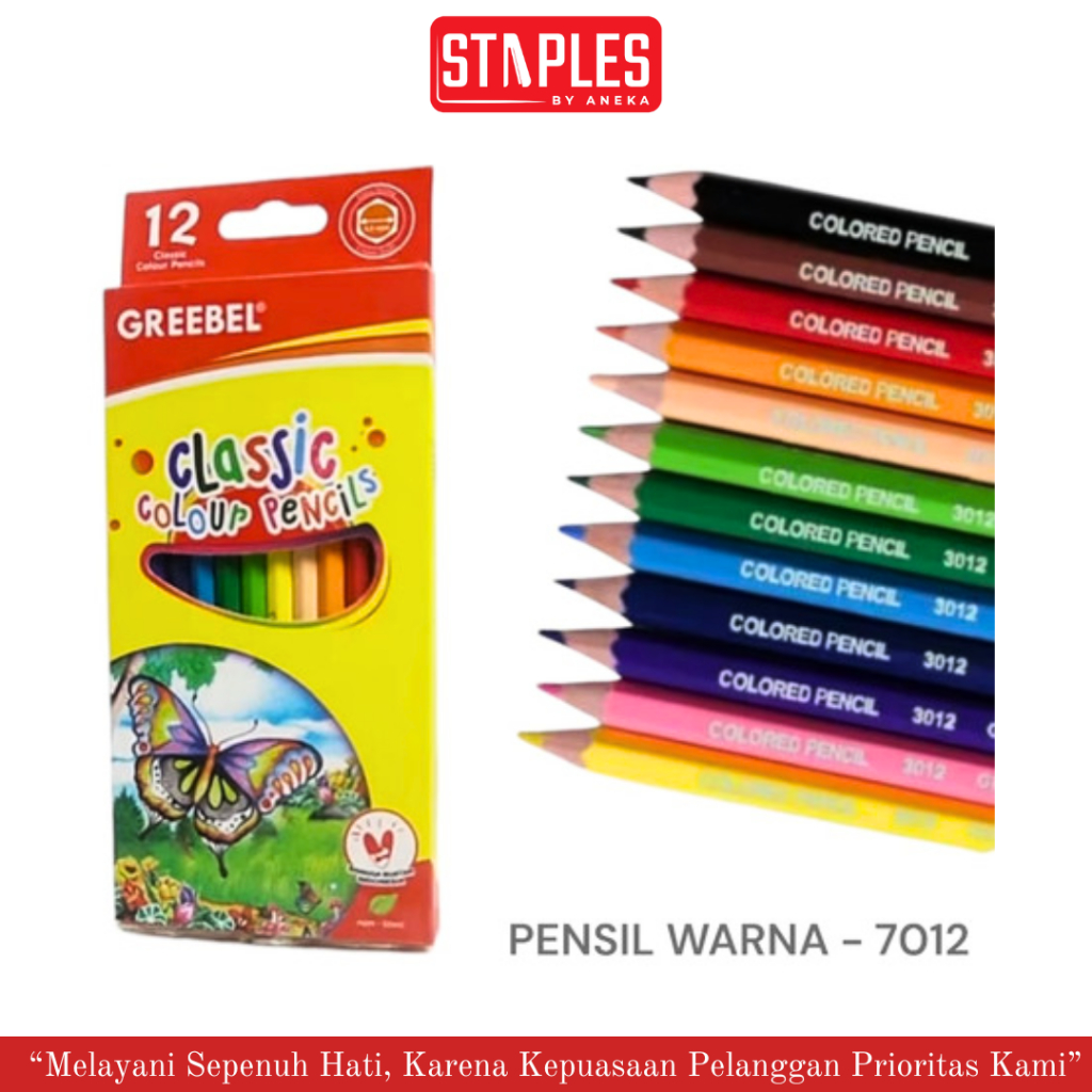 

Greebel Pensil 12 Warna Panjang 7012 / Pensil 12 Warna / Klir Kayu / Pensil Warna
