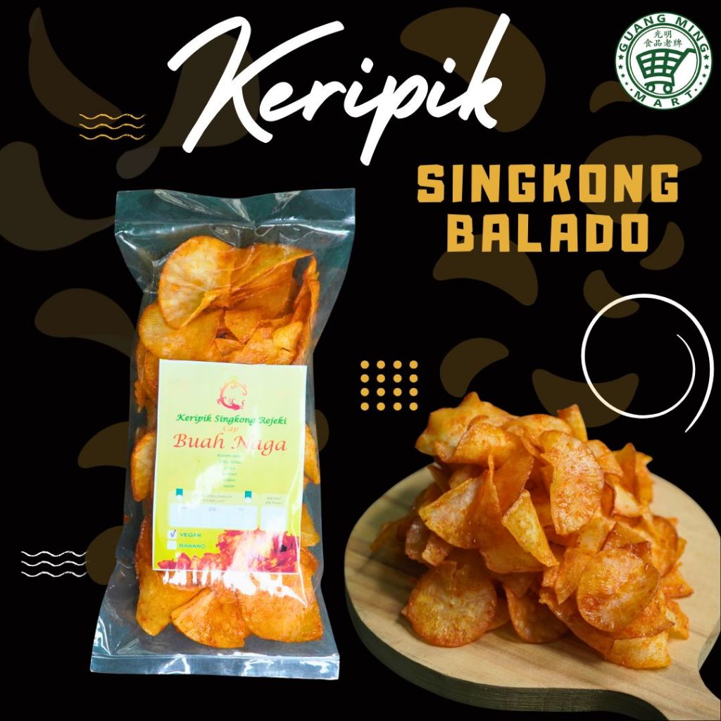 

Keripik Singkong Rejeki Rasa Balado Cap Buah Naga 120g Asli Bangka Homemade Vegetarian Vegan Friendly