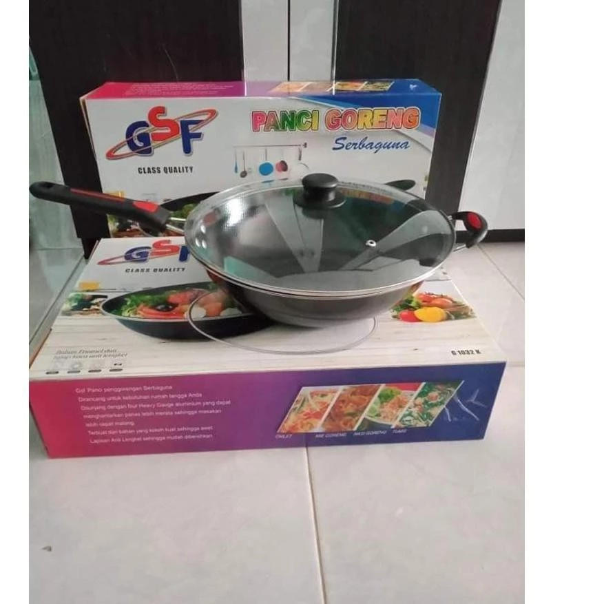 WAJAN ENAMEL GSF 32CM wajan gsf anti lengket wajan serbaguna wajan tutup kaca wajan teflon