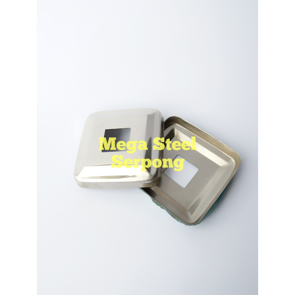 Tutup Ring Kotak Hollow Stainless Steel Ukuran 2x2 Cm (304)