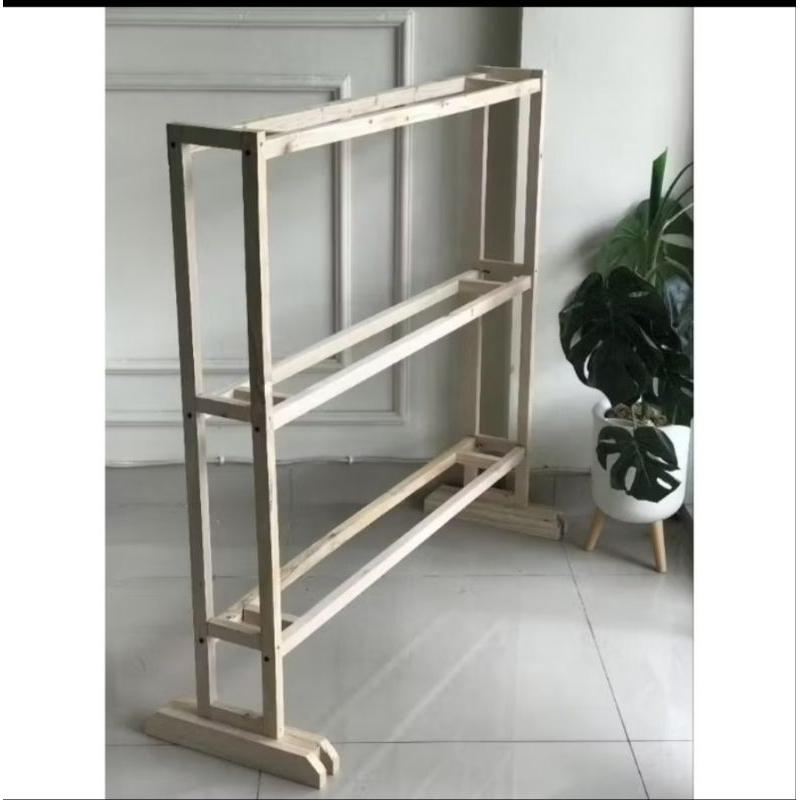 Rak Buket 3 susun / Rak buket minimalis / Rak Buket simple Aesthetic / Rak buket kayu Jati Belanda