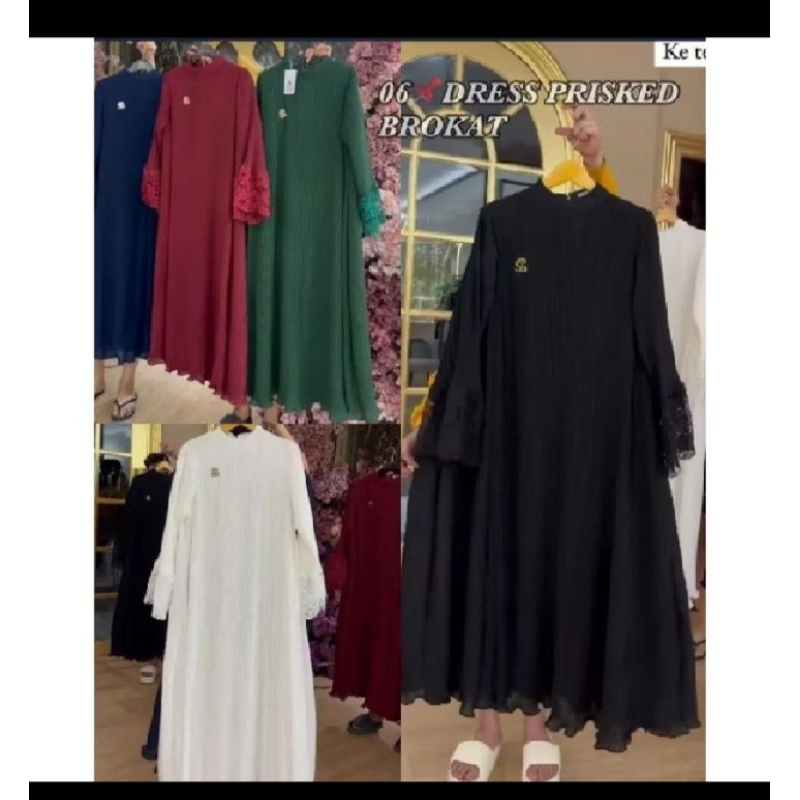 gamis plisket brukat Shella saukia