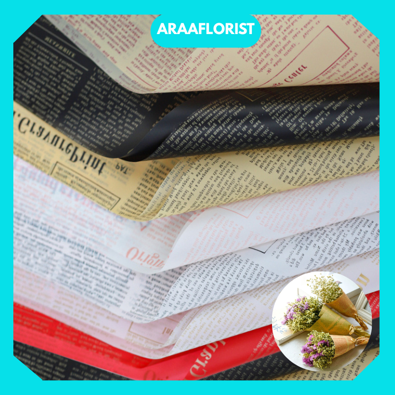 

KB049 Flower Warapping Paper Motif Koran Cellophane kertas bunga Newspaper Pattern Paper Kraft