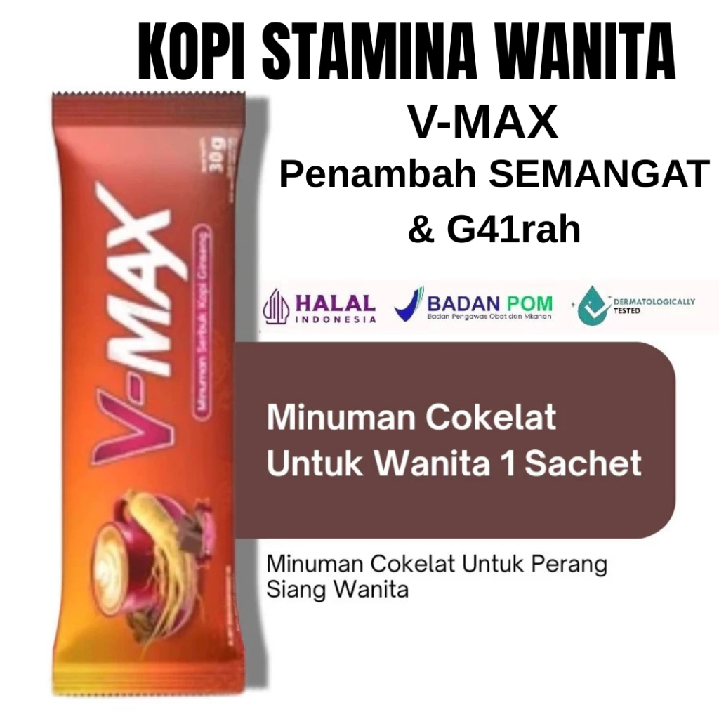 

Ecer 1 Sachet V-MAX Kopi Coklat Herbal Alami Penambah Stamina Khusus Wanita 100% ORIGINAL BPOM HALAL