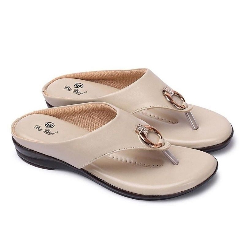 Sandal jepit wanita model tinggi premium semi kulit (HRB)