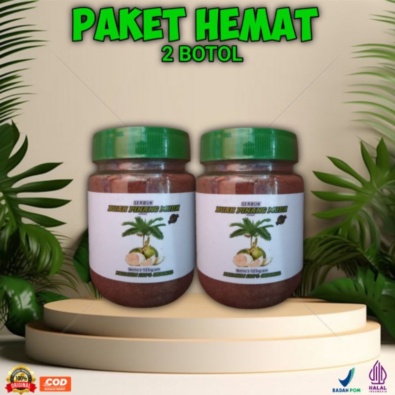 (TERAMPUH) PAKET 2 BOTOL SERBUK BUAH PINANG MUDA/JAMBE/PENAMBAH STAMINA PRIA/TAHAN LAMA