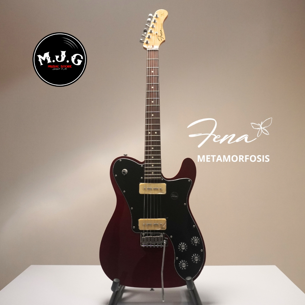gitar elektrik Fena telecaster deluxe TLDX red wine rosewood FB with P90 alnico pickup