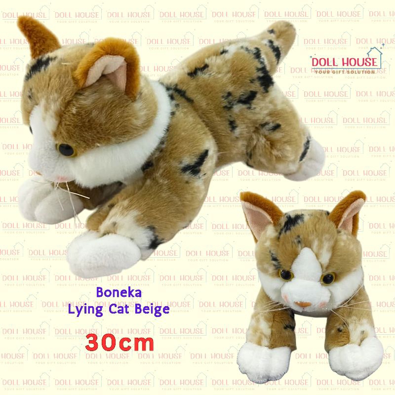 Boneka Kucing Beige / Boneka Hewan Kucing / Boneka Cat / Boneka Lying Cat / Boneka Kitty / Boneka Ki