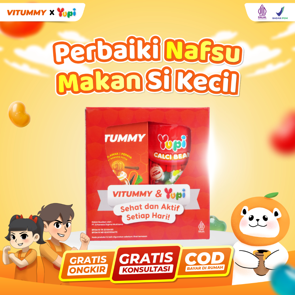 [Stok Terbatas] Vitummy + Yupi Promo Kolaborasi Penambah Nafsu Makan Anak Atasi Cacingan Anak GTM