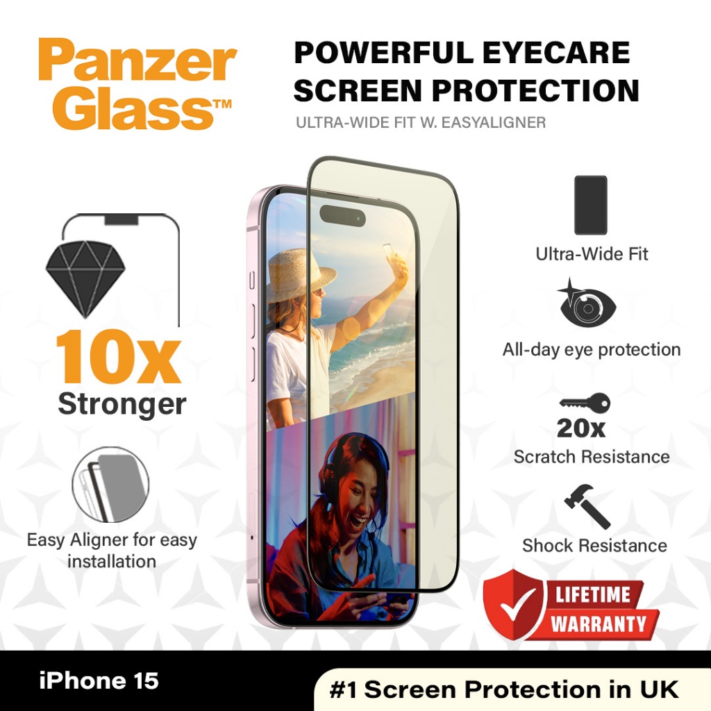 PanzerGlass  Anti Reflective & Bluelight Protection |UWF Screen Protector For iPhone 15 |iPhone 15 P