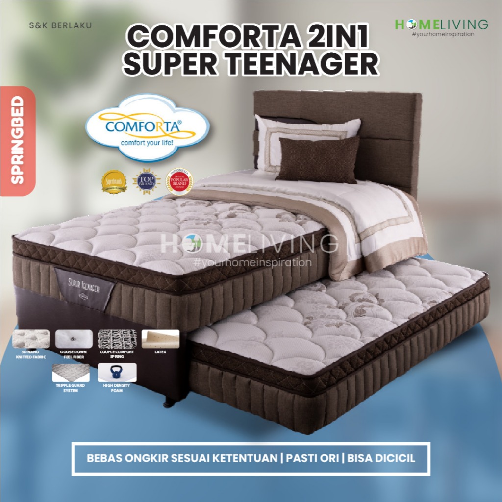 HOMELIVING - SUPER TENEGER - SPRINGBED COMFORTA 2IN1 - KASUR COMFORTA SORONG TARIK - TEMPAT TIDUR AN