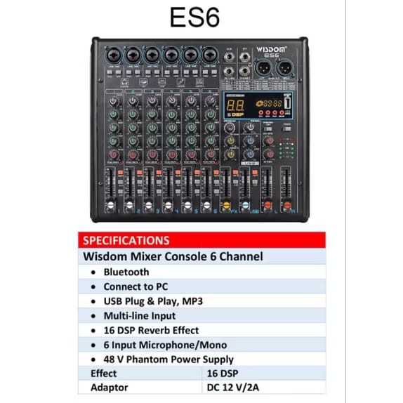 Mixer / Mixer Audio / Mixer Professional 6 Channel WISDOM ES6