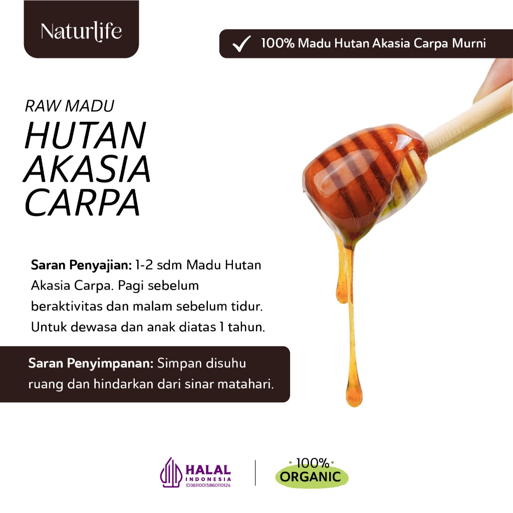 

QH MADU AKASIA CARPA MURNI RAW ASLI 1000GRAM NATURLIFE ORIGINAL ALAMI TANPA CAMPURAN APAPUN RAW