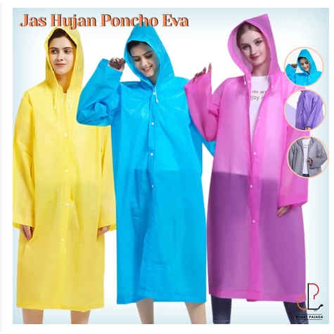 Jas Hujan EVA Korea Raincoat Unisex Jas Hujan Fashion Dewasa Pria Wanita Transparan
