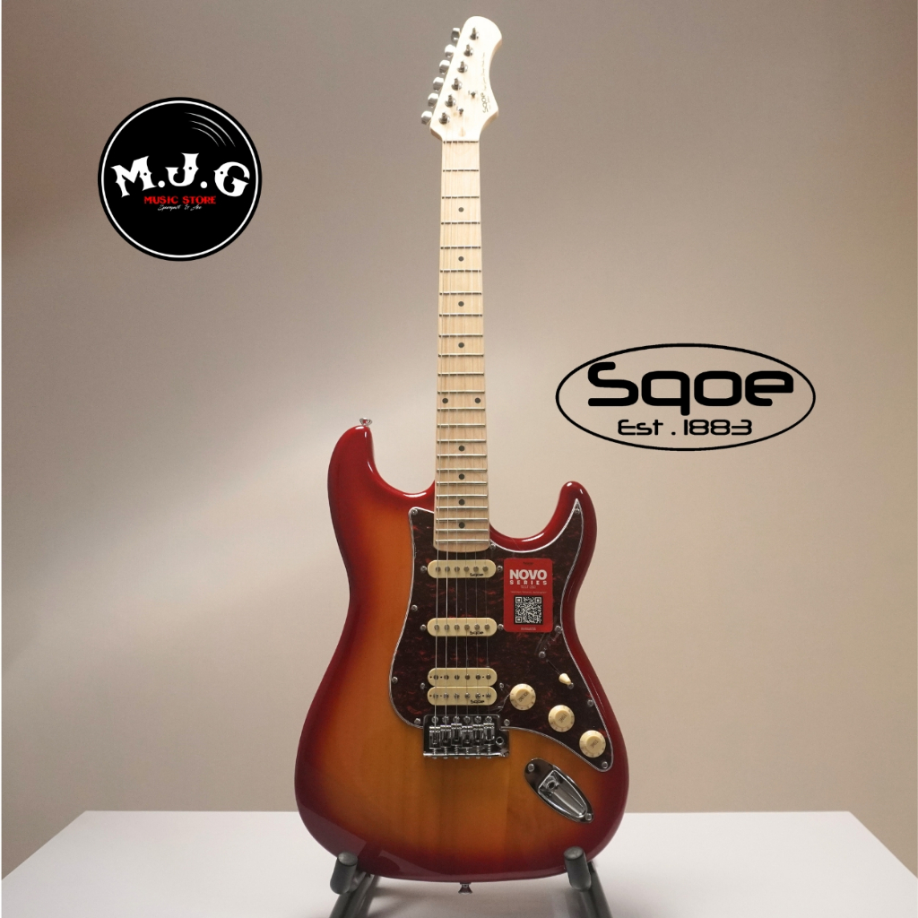 gitar elektrik sqoe SEST250 Stratocaster HSS cherry burst