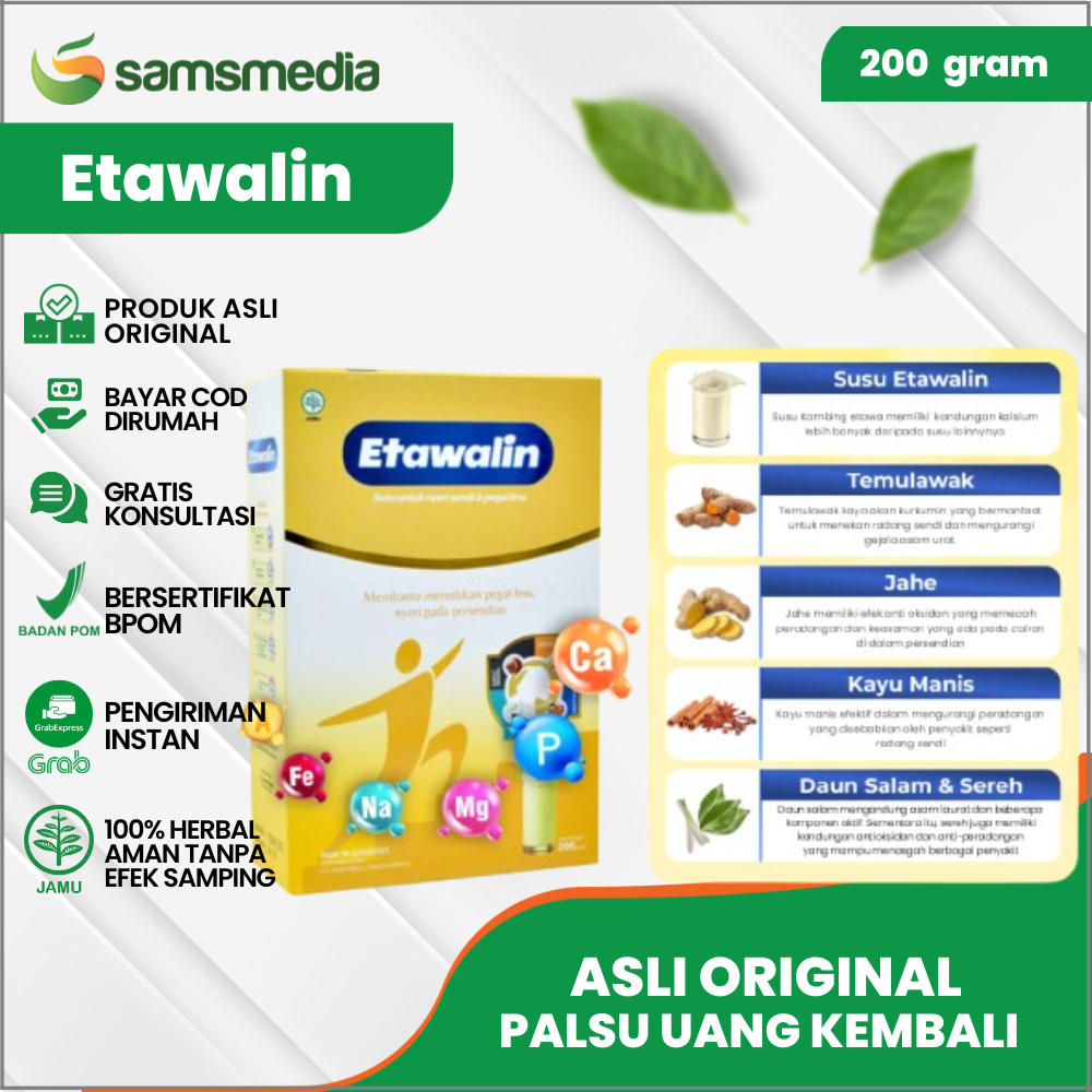 

SUSU ETAWALIN 200g Susu Etawa Herbal Mengatasi Nyeri Sendi Asam Urat Serta Menguatkan Tulang Sendi