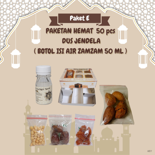 

paketan hemat+almond jendela untuk oleh oleh haji dan umroh 50 pcs ( botol isi air zam zam 50 ml)