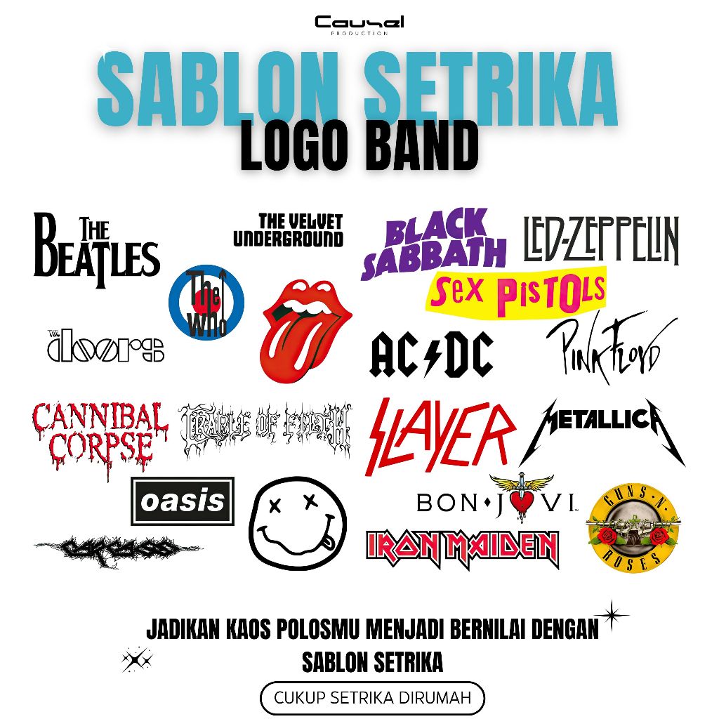 Sablon Setrika DTF Satuan Logo Band Siap Press Setrika dirumah