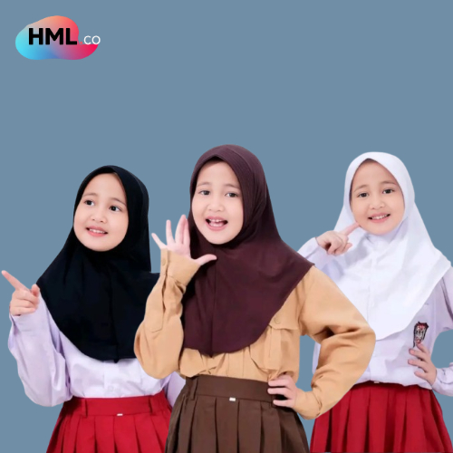 Hijab Bergo Jersey sekolah jilbab muslim anak kerudung intan geblus polos-bahan jersey untuk anak se