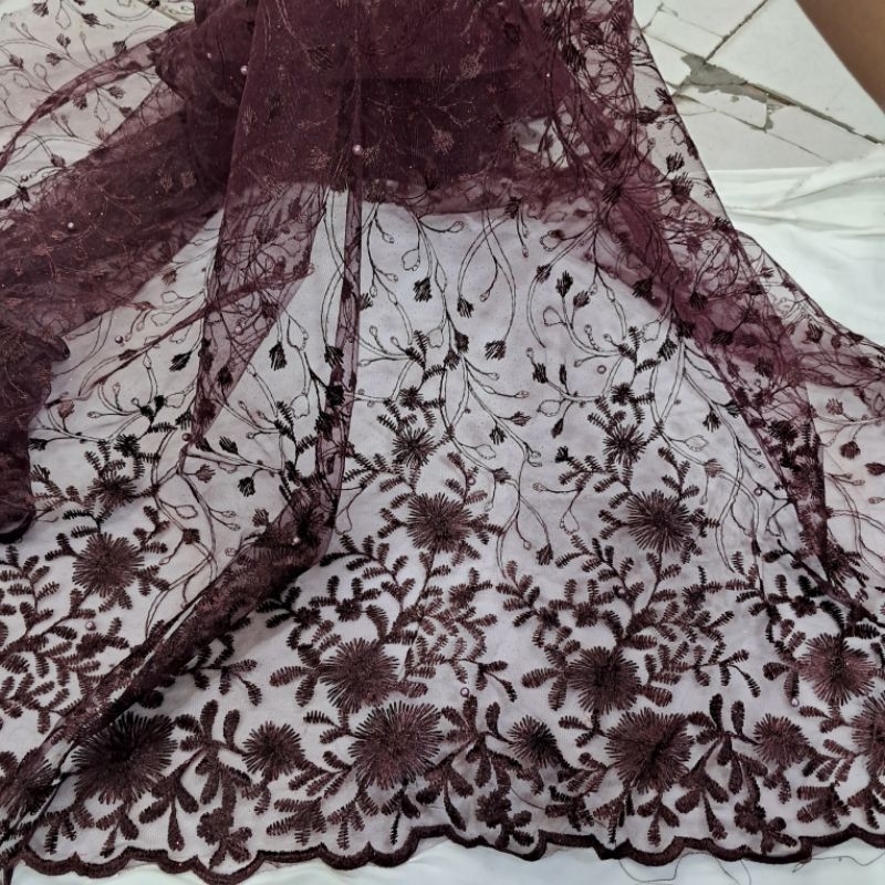 kain bahan tile payet mewah | kain tile payet motif | kain tile payet bahan kebaya