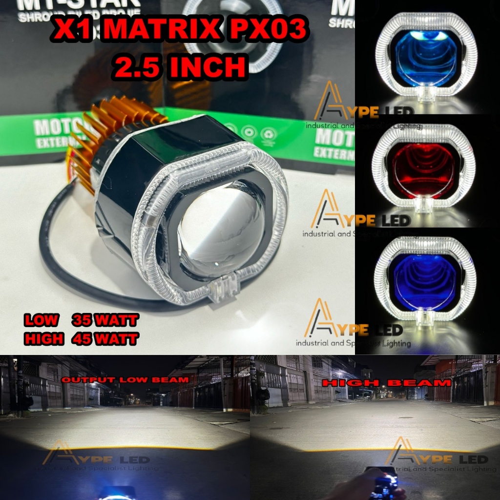 MT-STAR Biled Matrix X1 2.5 inch PX03 Black Series Ring Demon Eyes High lo Putih Pnp Universal Motor