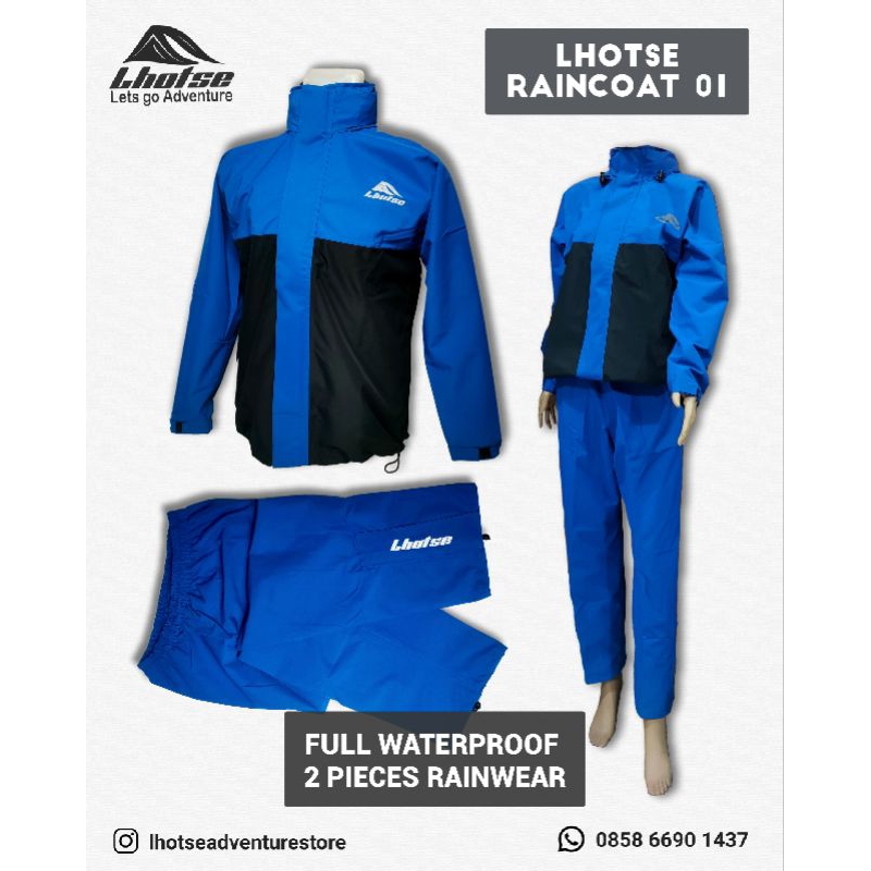 BIG SIZE XL-XXL RAINCOAT LHOTSE TWO COLORS (RAINWEAR, JAS HUJAN TWO PIECE, JAS HUJAN SETELAN WATERPR