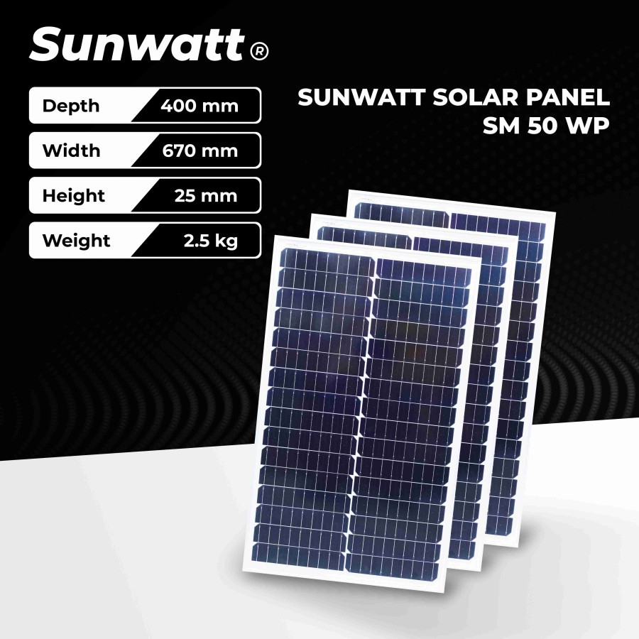 Sunwatt Solar Panel SM 50 WP/SUNWATT PANEL SURYA 50WP + Packing Kayu