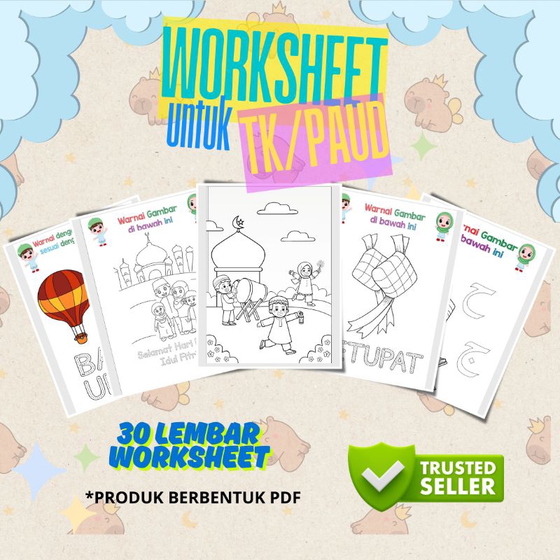 Islamic Worksheet free motionkids- 100++ Lembar Printable untuk Anak Usia 3-6 Tahun (File PDF)