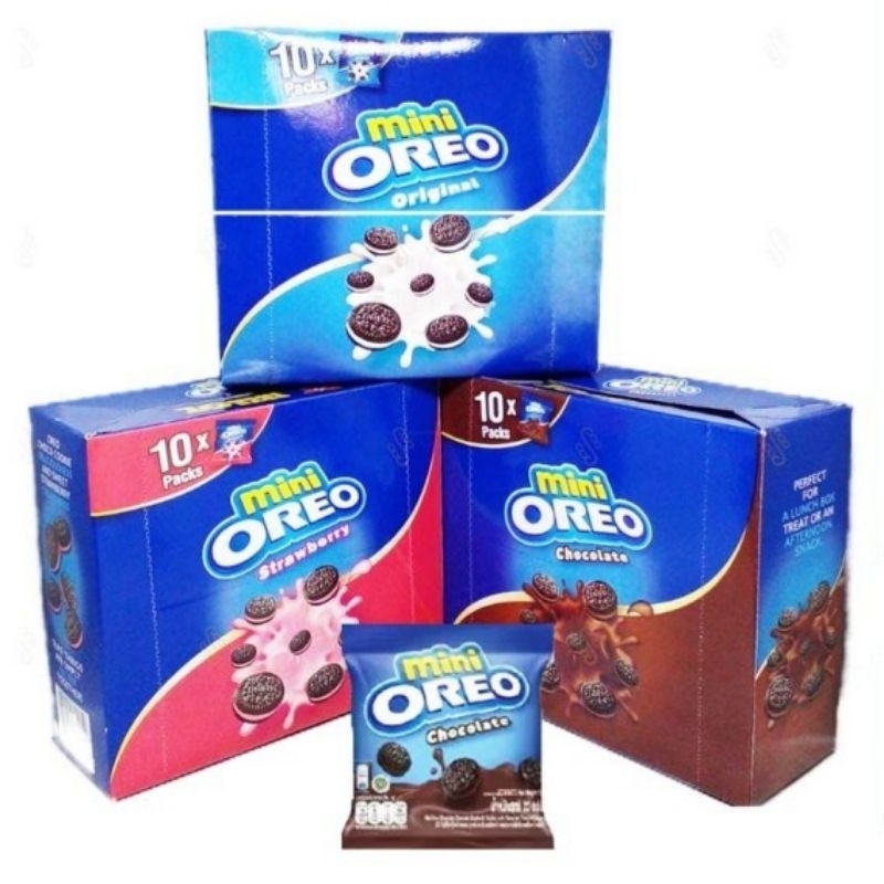 

OREO MINI BOX isi 10 pcs BISKUIT CREAM CHOCOLATE ORIGINAL STRAWBERRY