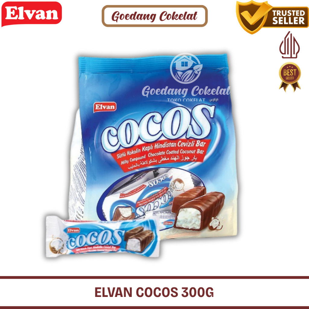 

READY STOCK Elvan Cocos Milk Chocolate Coated Coconut Bar Cokelat Isi Kelapa Turki 300g