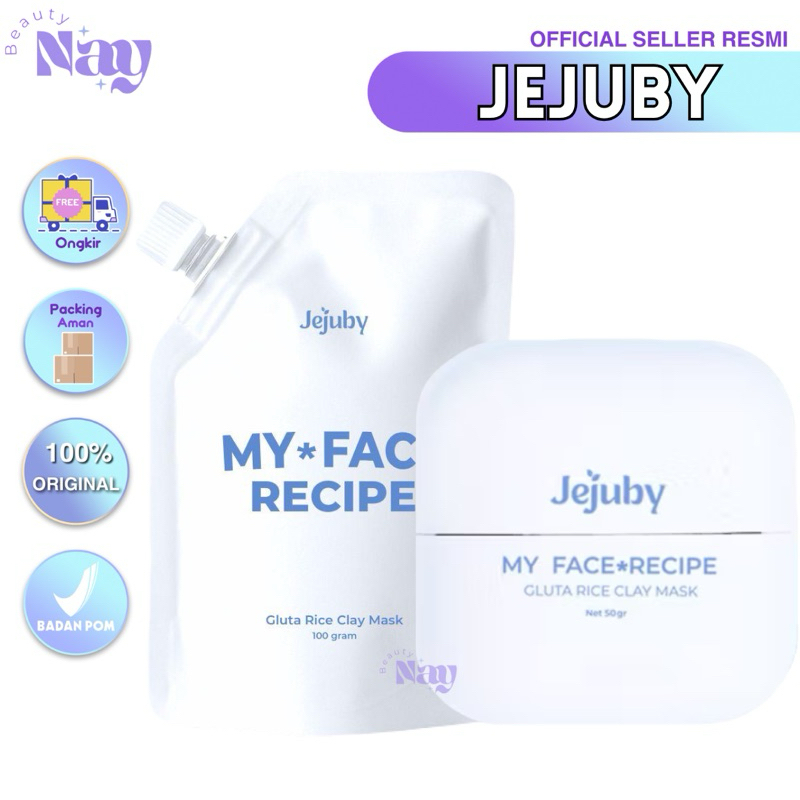 JEJUBY CLAY MASK MY FACE RECIPE GLUTA RICE CLAYMASK MASKER WAJAH PREMIUM CLAY BY JEJUBY