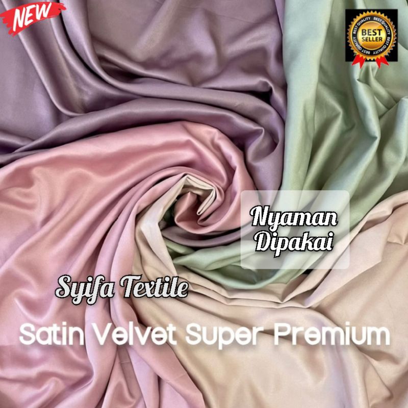 Kain Satin Meteran / Kain Satin Velvet / Kain Bridesmaid Satin Velvet Premium / Kain Furing / Kain S