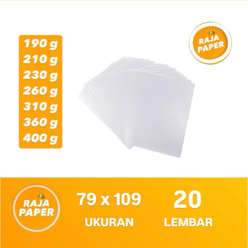 Kertas Art Carton Ukuran PLANO 79 Cm x 109 Cm 20 Lembar 190 210 230 260 310 360 400 Gsm Gr Gram ( 79