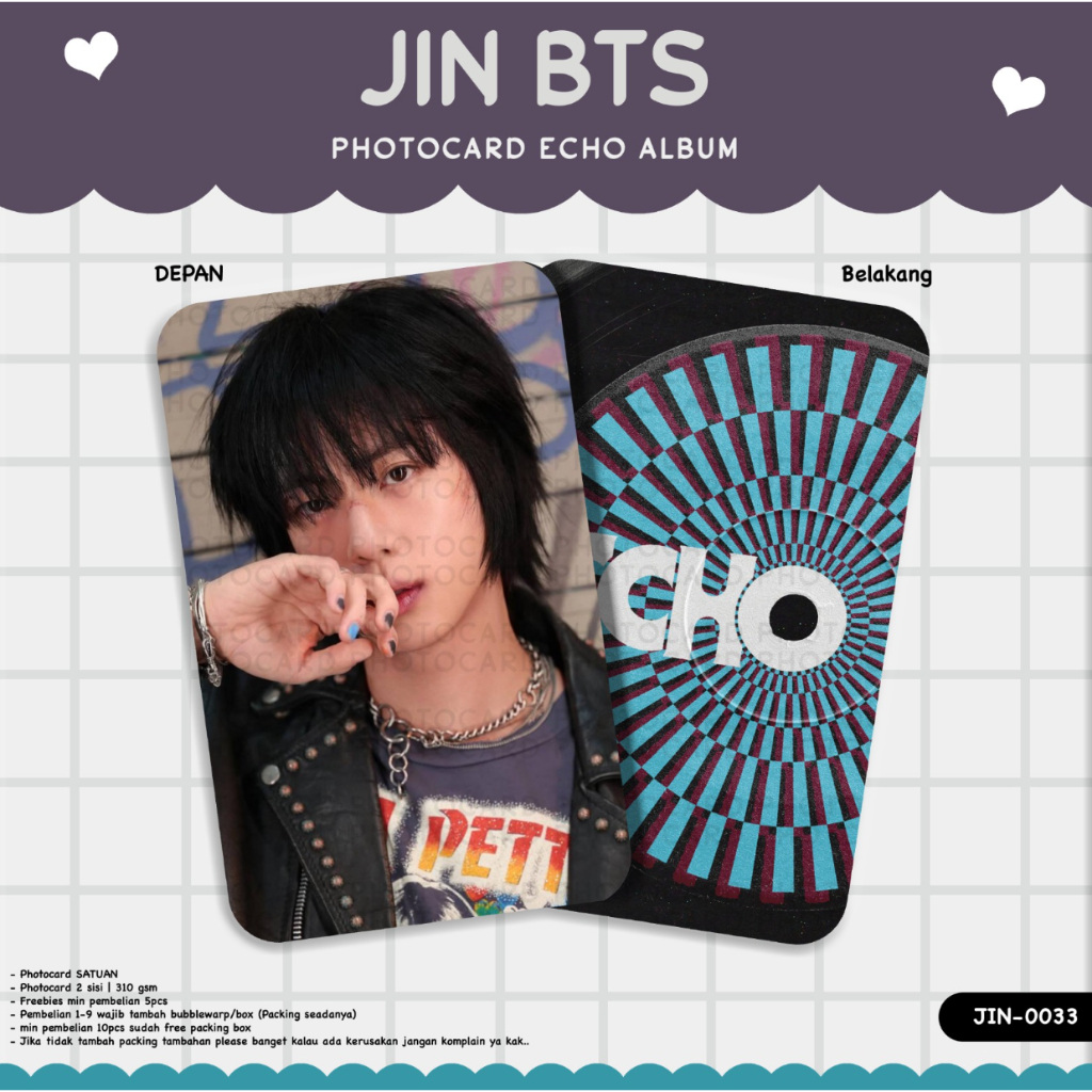 PHOTOCARD JIN / SEOKJIN ECHO KOLEKSI UNOFFICIAL PC FANMADE