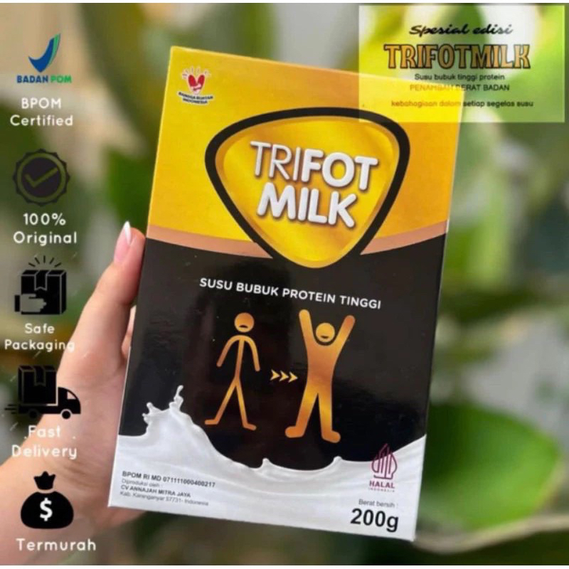 

TRIFOT MILK SUSU TINGGI PROTEIN // SUSU PENGGEMUK BADAN // MEMBANTU MENAIKAN BB & NAFSU MAKAN || 200 gr || Aman & BPOM
