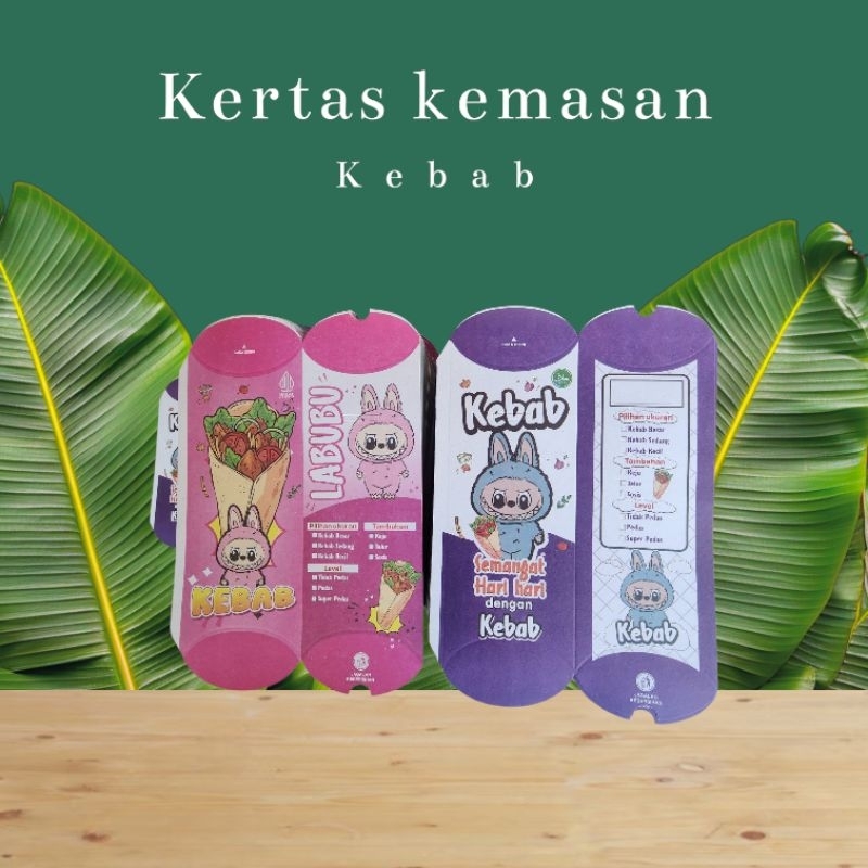 

100pcs kertas kemasan kebab labubu/dus kebab jumbo/wadah kebab