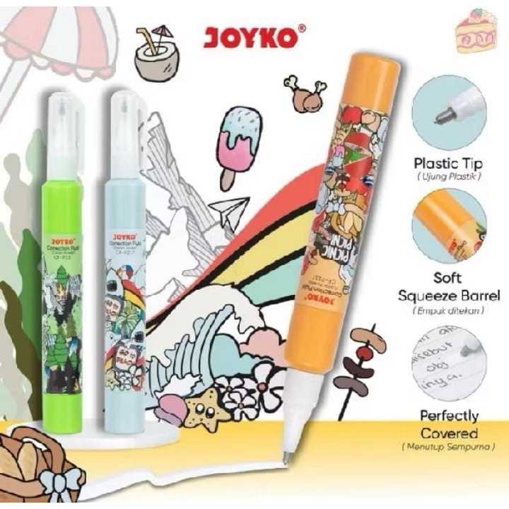 

( 1 PACK ) Correction Fluid CF-P237 DOODLES Cairan Koreksi Penghapus Cair Joyko