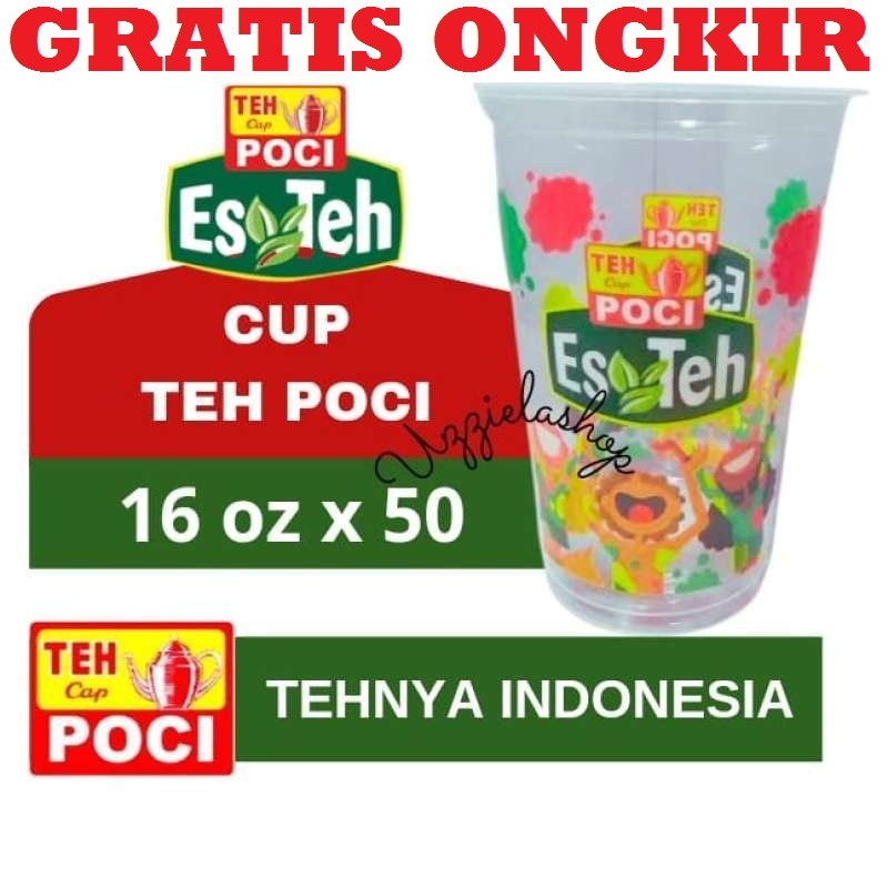 bjm01- gelas teh poci 16oz SLOP isi 50 cup 16 oz ASLI 100%