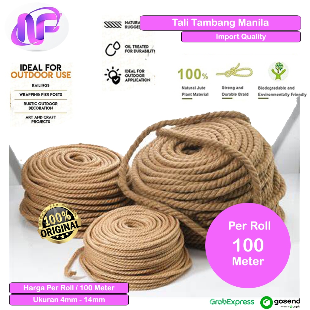 

Tali Tambang Manila Per Roll Kecil Sedang 4mm - 14mm Gulungan Tambang Manila Tampar Dadung Rope Kuat Serat Abaca Per Rol Murah Import