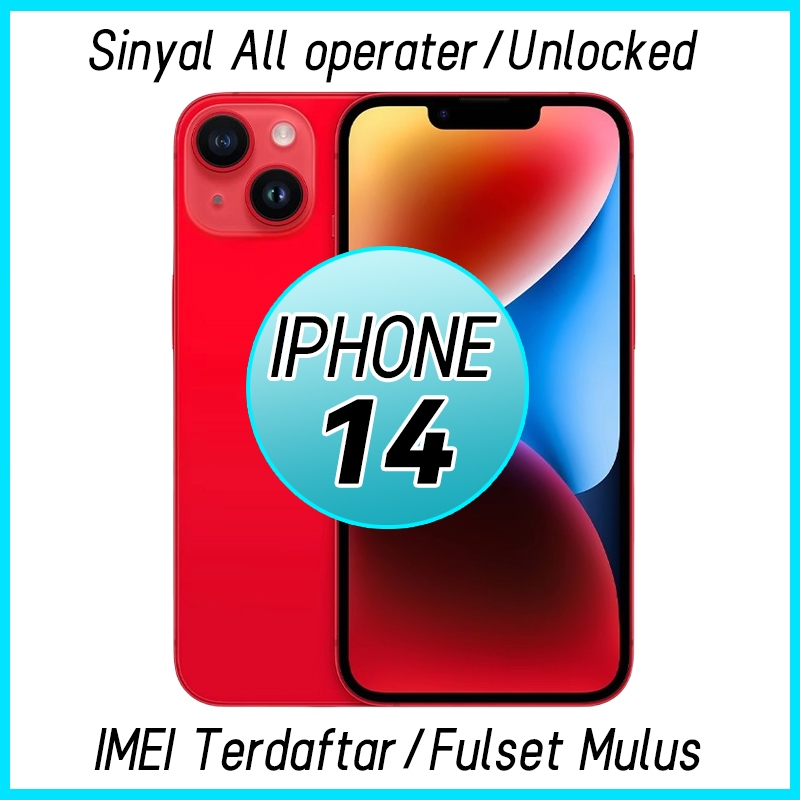 HP14 iPhone 14 256GB 6.1" Second fullset LCD ORI asli100% IMEI Terdaftar No Minus Unlocked ip14