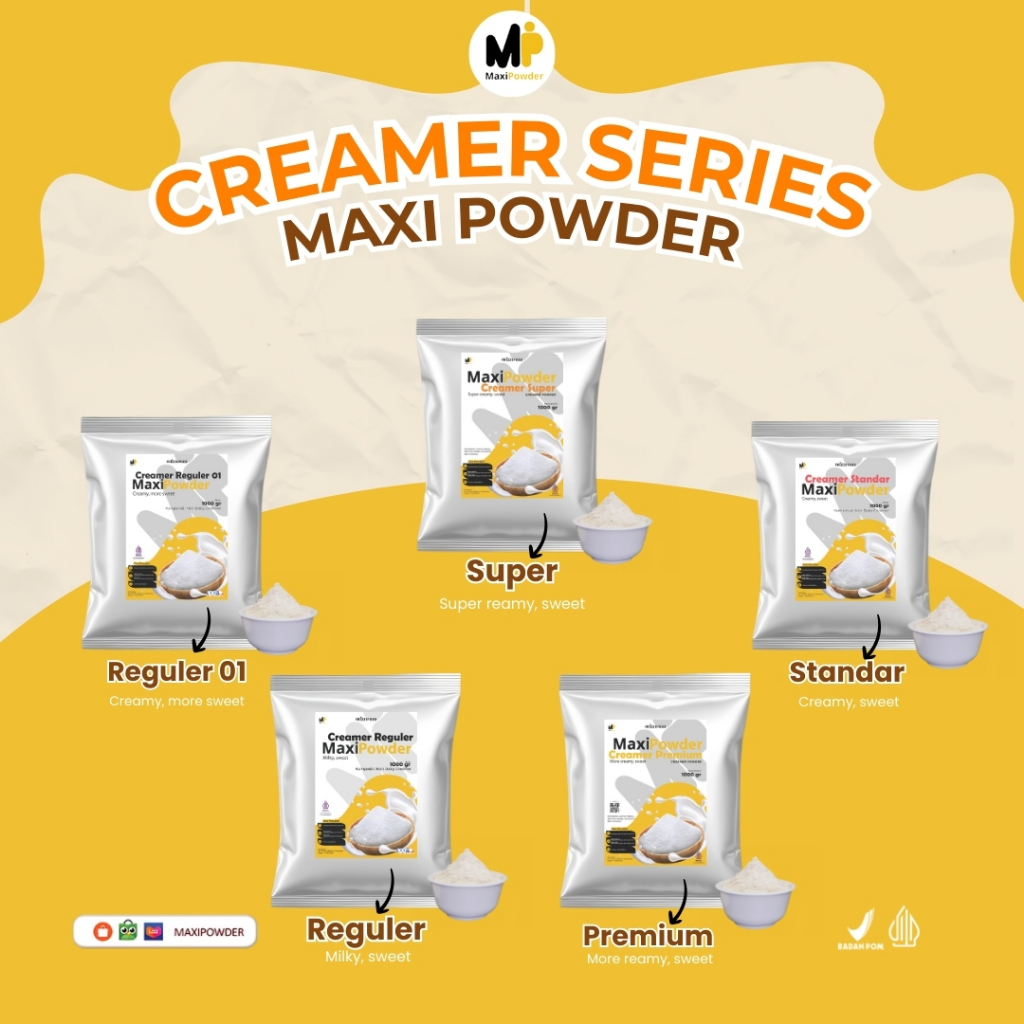 

RB Creamer Standart 1kg / Bubuk Creamer Standart Termurah / Non Dairy Creamer / MaxiPowder