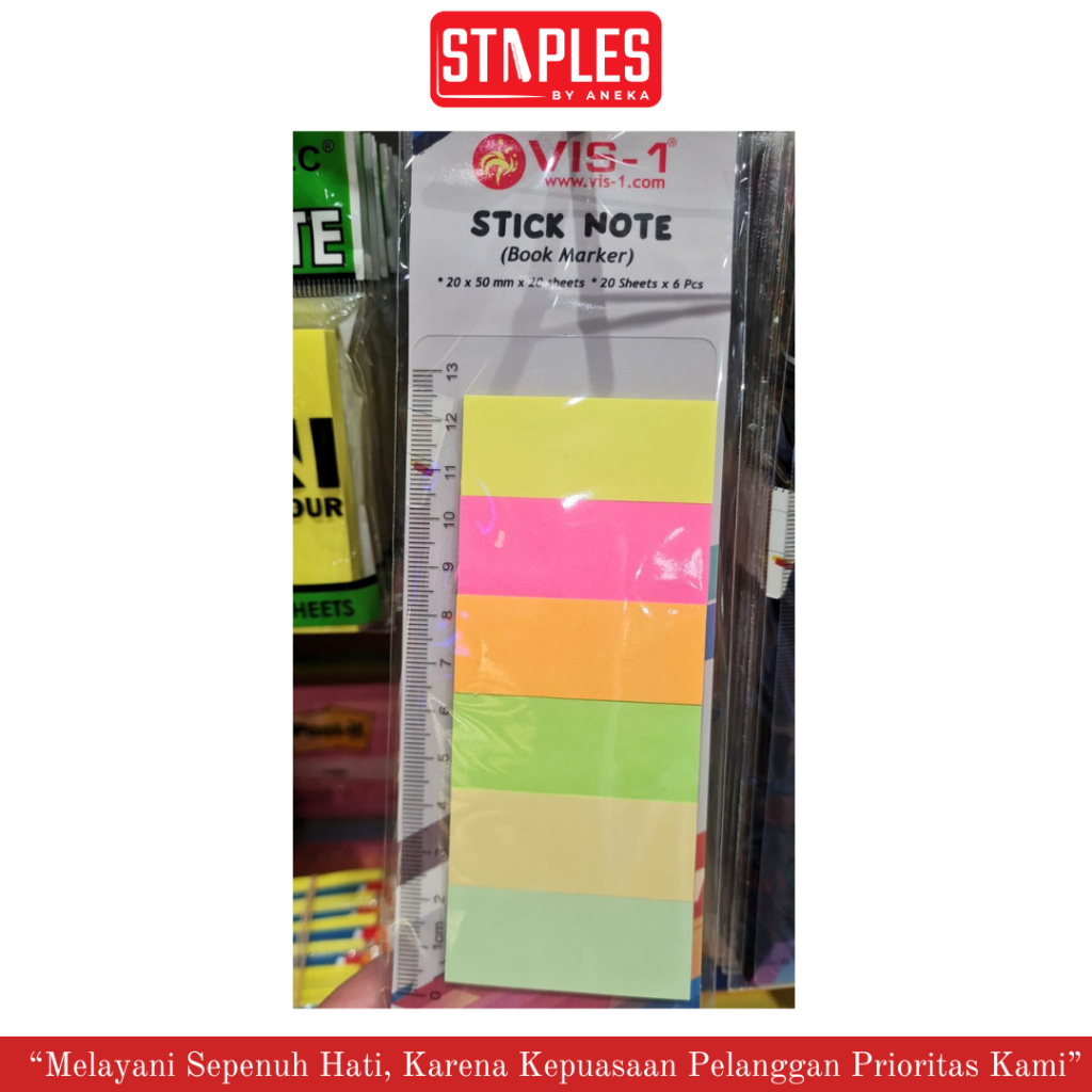 

Vis-1 Sticky Notes 20 x 50MM (6 Warna) 120 Sheets IM-08 / Stiknote / Memo Stick