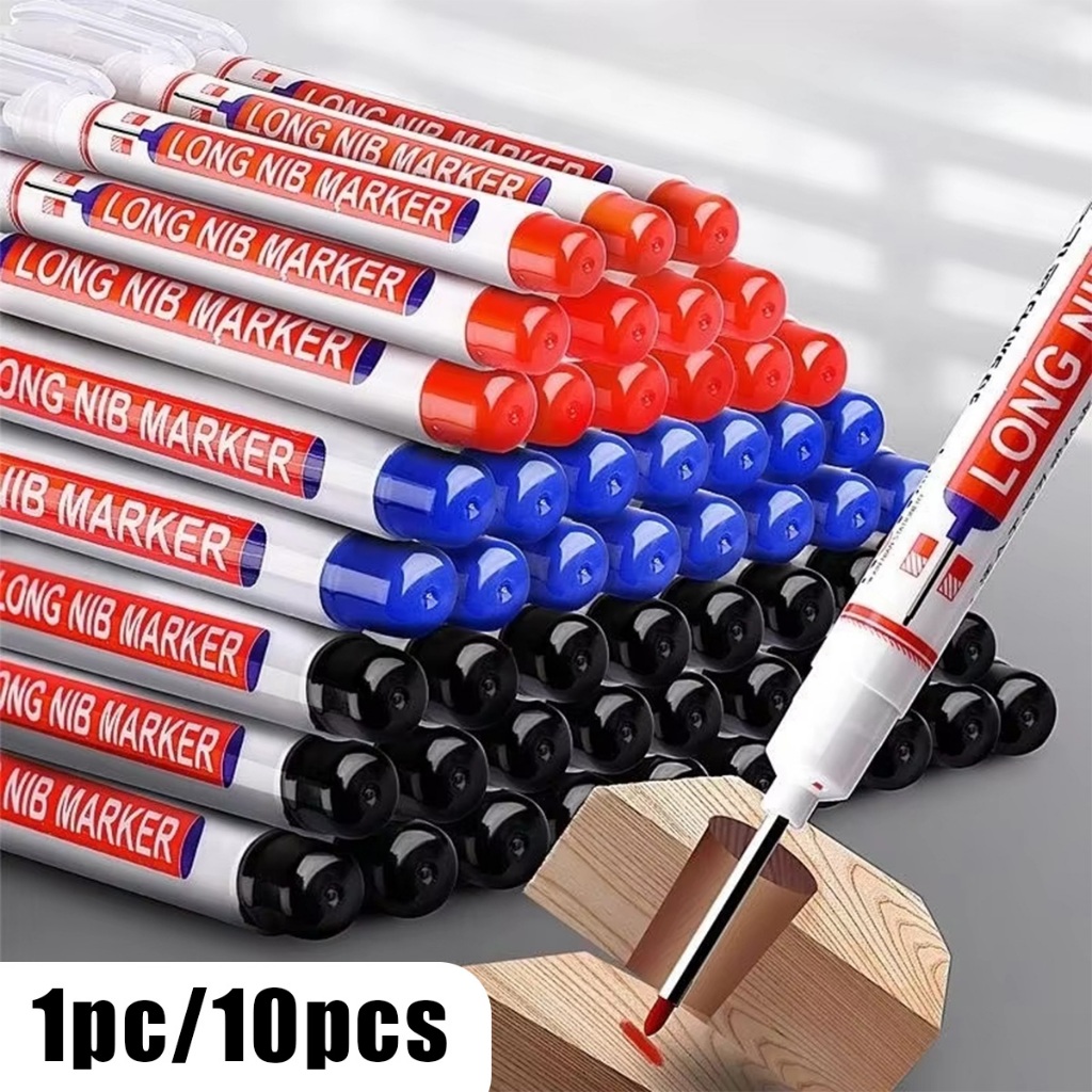 

10pcs Long Nib Marker Long Head Marker Anti Air Spidol Kepala Panjang Multiguna Untuk Tukang