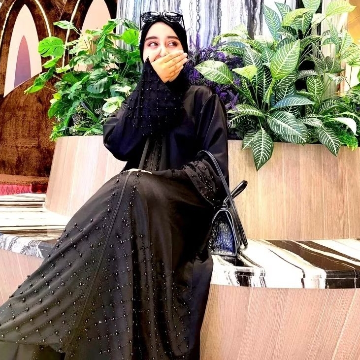 ABAYA HITAM FURSAN Silk Dubai GAMIS PREMIUM HITAM MUTIARA TERBARU ABAYA SAUDI viral wanita terbaru M