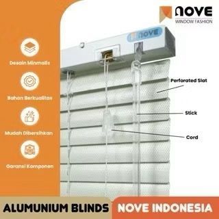 INOVASI KONTRUKSI - Nove Alumunium Blinds Stick + Cord -PERFORATED SLAT - Tirai Gulung PVC - Tirai M
