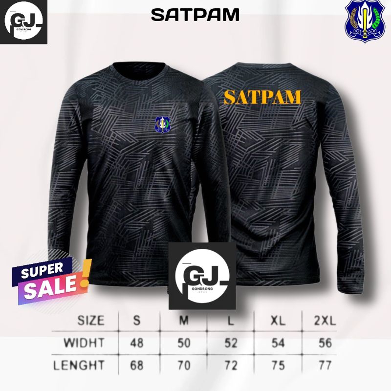 Kaoa SATPAM Lengan Panjang / Baju Jersey Satpam Dryfit Embose / Kaos Dinas Satpam Lengan Panjang Ter
