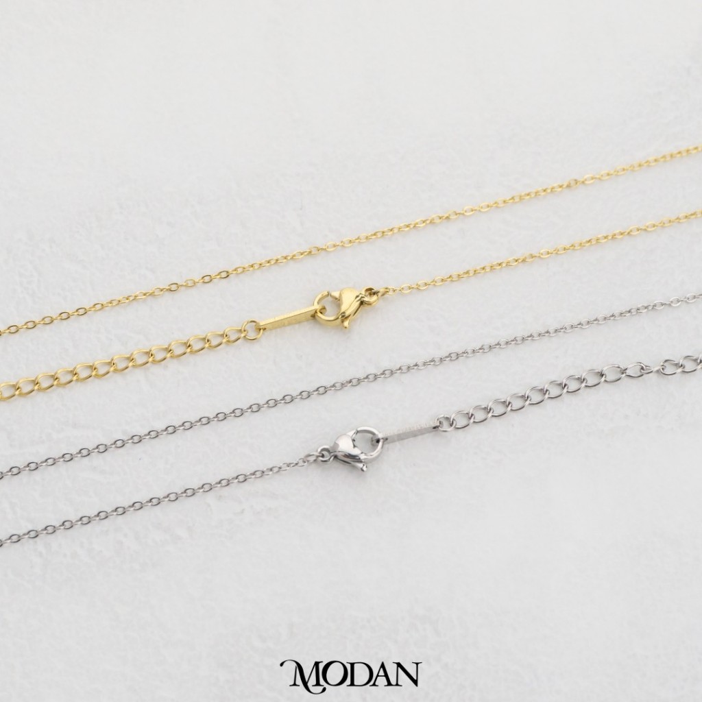 MODAN DIY - Stainless Steel Dainty Rolo Cable Chain Necklace Daily Wear Rantai Kalung Titanium