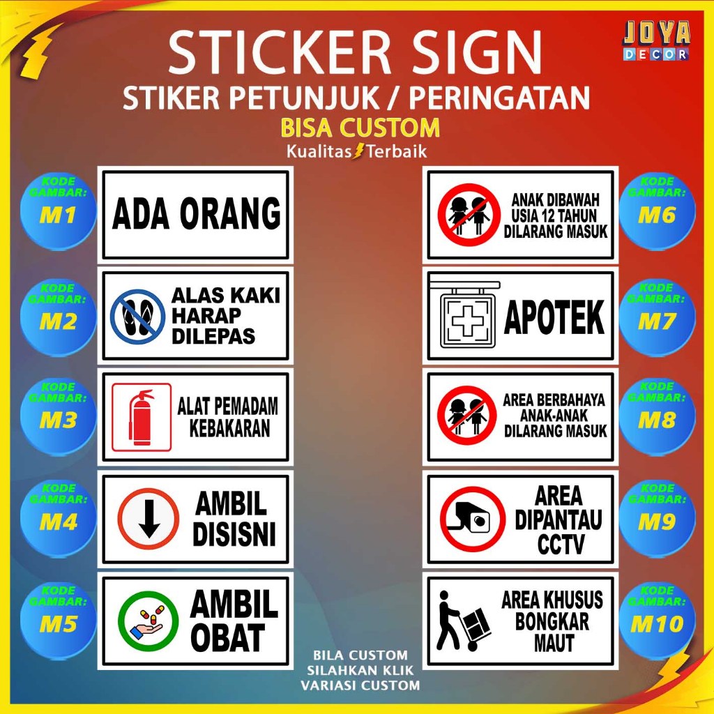 

Sticker Stiker Petunjuk Warning Pengumuman ada orang awas pecah barbershop batas suci M1
