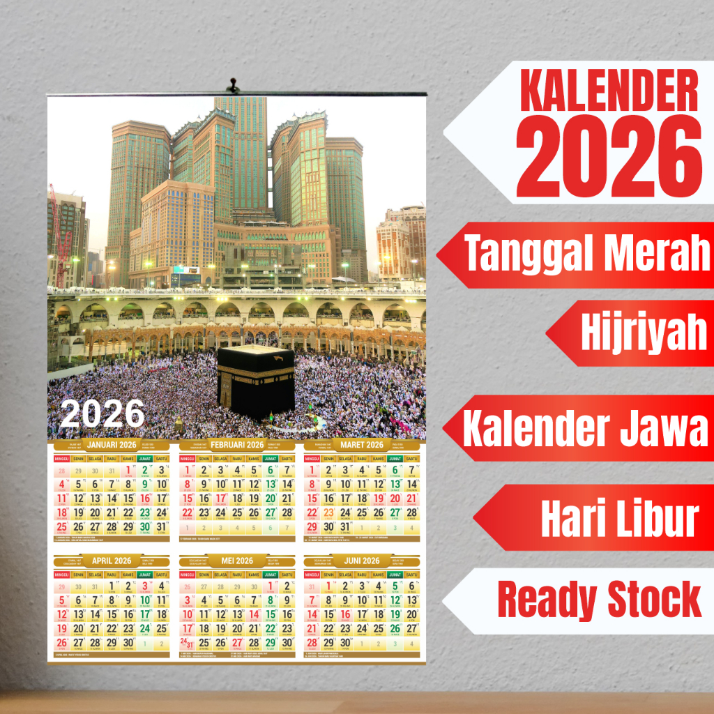 Kalender 2026 Lengkap – Kalender Dinding / Kalender Non Meja Hijriyah Masehi – Kalnder 2026 Jawa & L